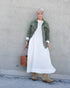 Linen Gather Dress / White・Black